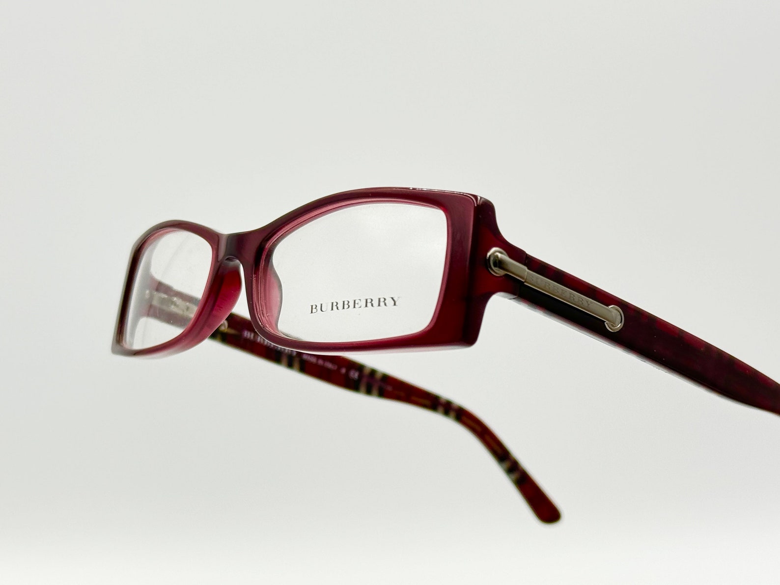 Burberry B2055 vintage glasses, rectangle, BLACK frame, new old stock made in Italy