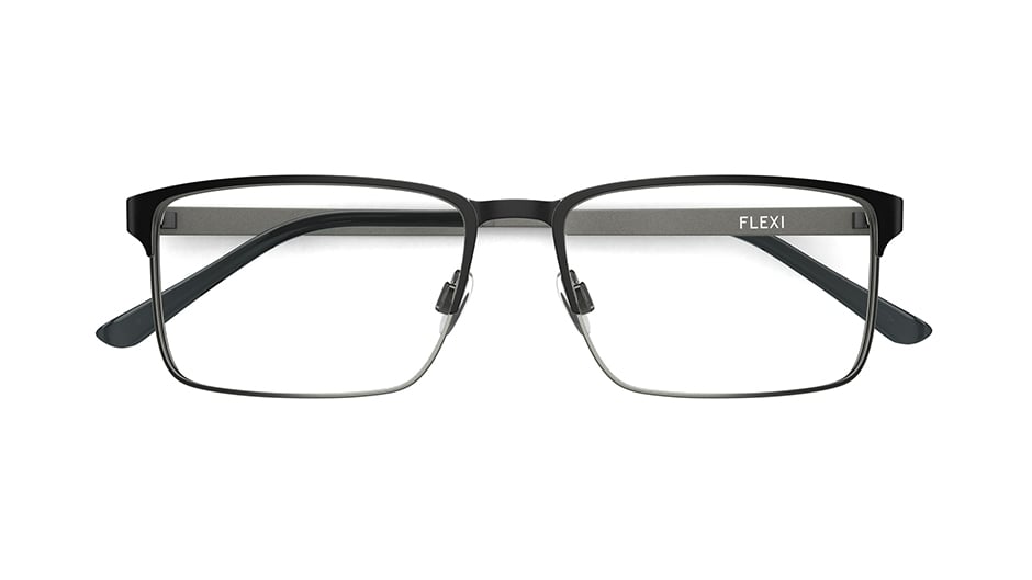 Flexi Men's FLEXI149 30776913 Black Rectangle Eyeglasses 55-16-145