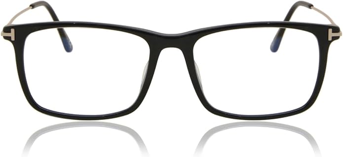 Eyeglasses Tom Ford FT 5758 -F-B Asian fit 001 Shiny Black, Rose Gold't' Logo