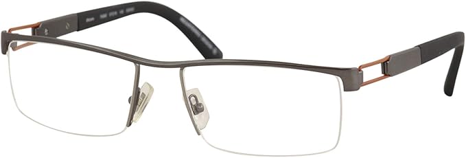 OGA Men's 7526O G0030 Gunmetal Half-Rim Eyeglasses 57-18-140