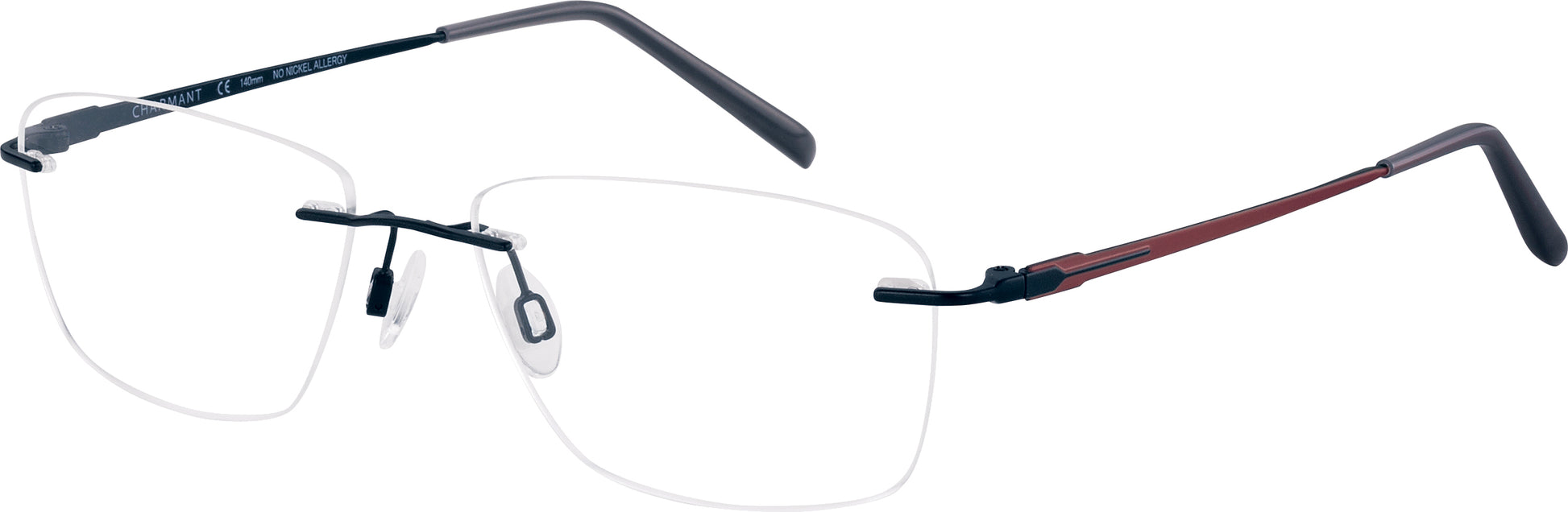 Charmant Men's CH10976 BK Black Rimless Eyeglasses 54-17-140