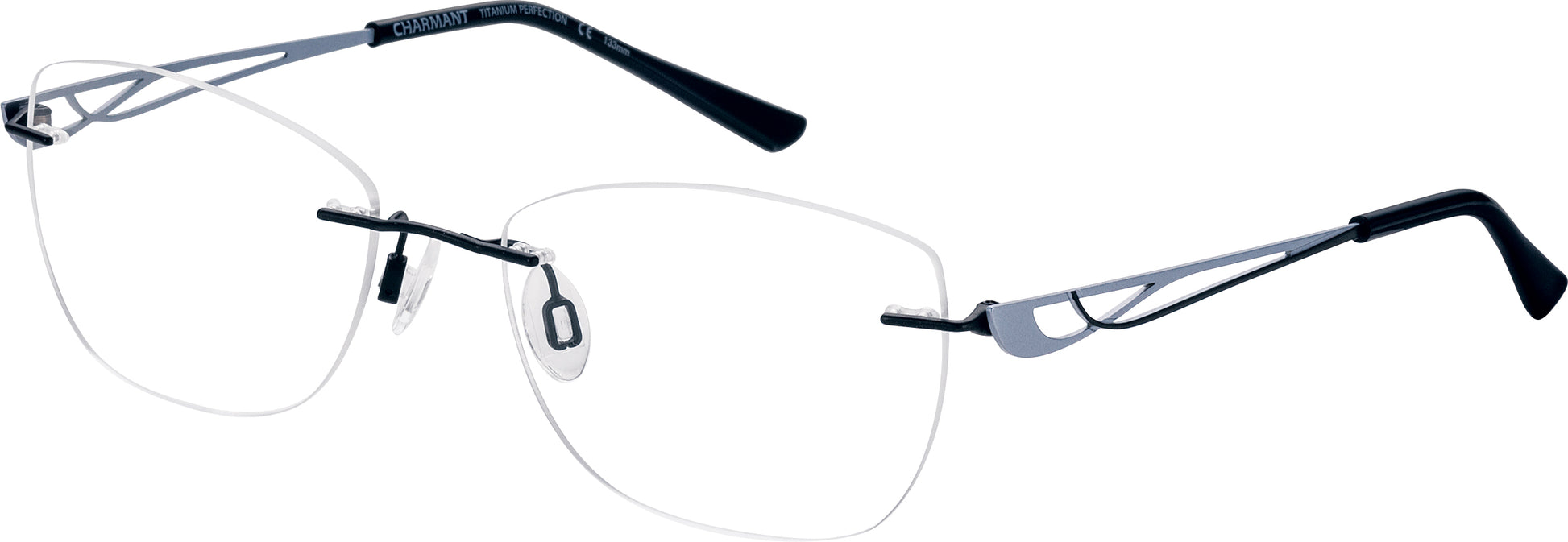 Charmant Women's CH10497 BK Black Rimless Eyeglasses 52-17-135