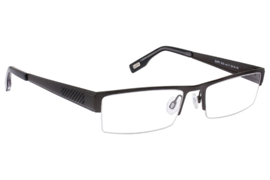 Evatik Men's 9020 111 Black Halfrim Eyeglasses 56-18-145