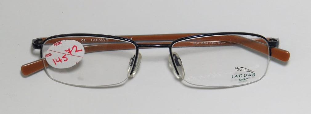 Jaguar Men's 33504 0610 Black Halfrim Eyeglasses 53-19