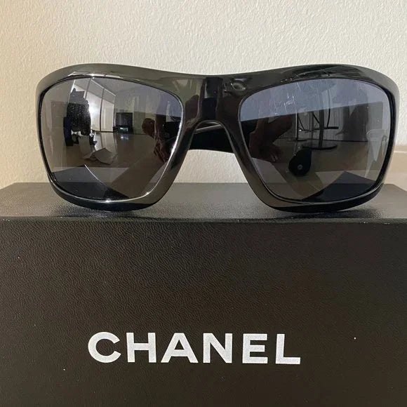 Chanel Black Sunglasses with Black Swarovski Crystals 6008-B