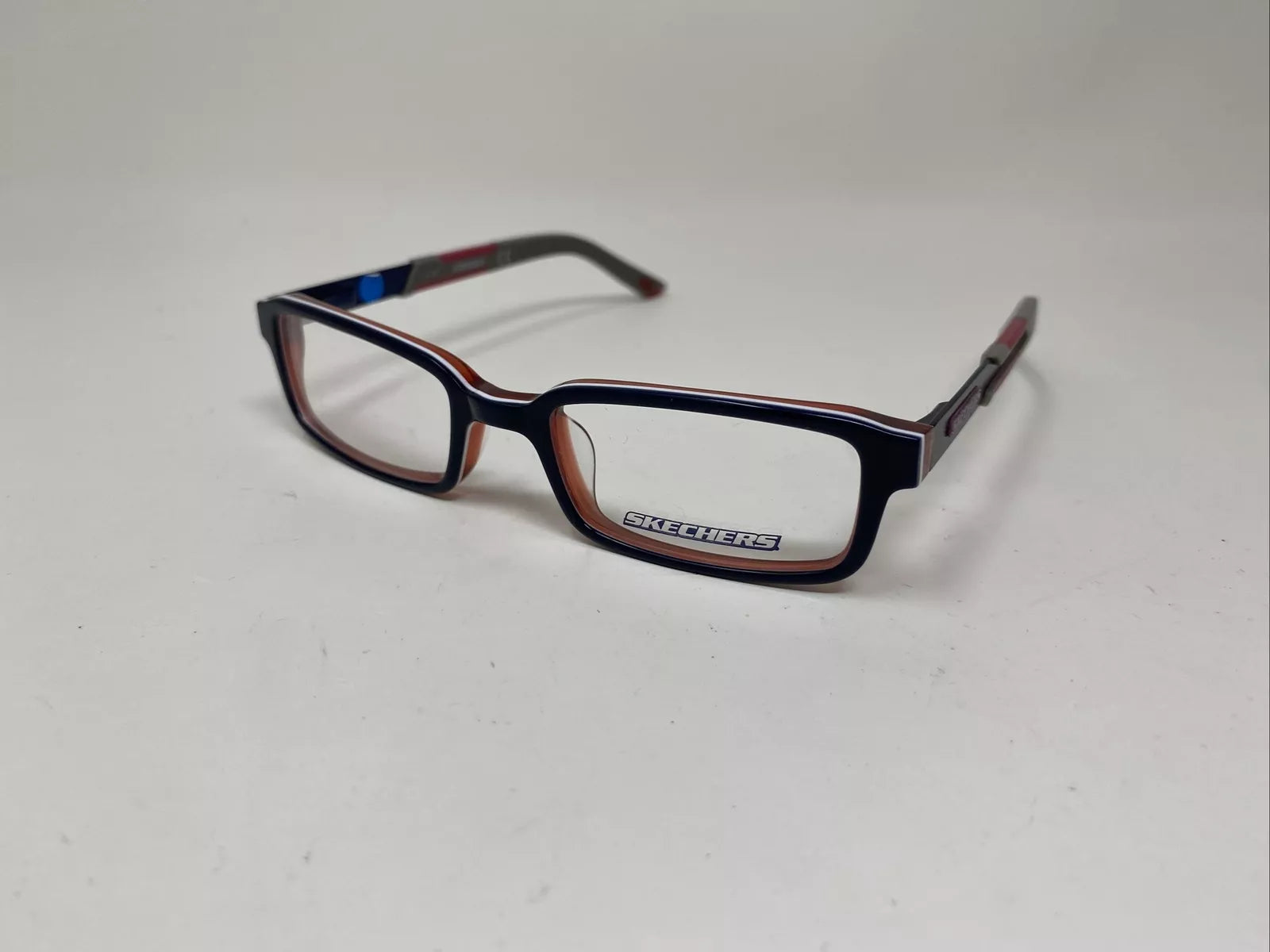 Skechers Unisex SE1027 DKBLRD Navy Blue Rectangle Eyeglasses 44-16-125