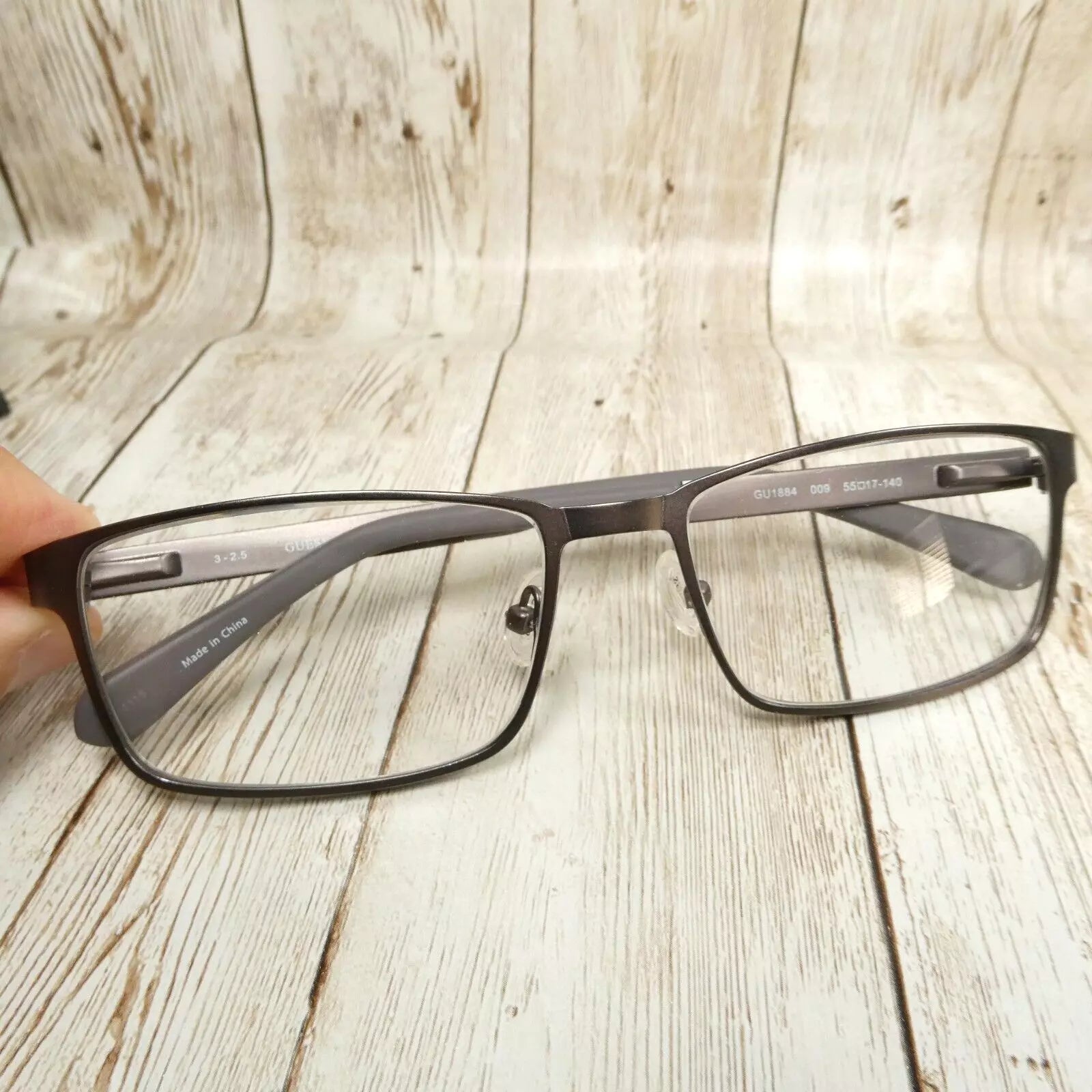 Guess Men's Gunmetal Rectangular Eyeglasses FRAMES ONLY - GU 1884 009 55-17-140