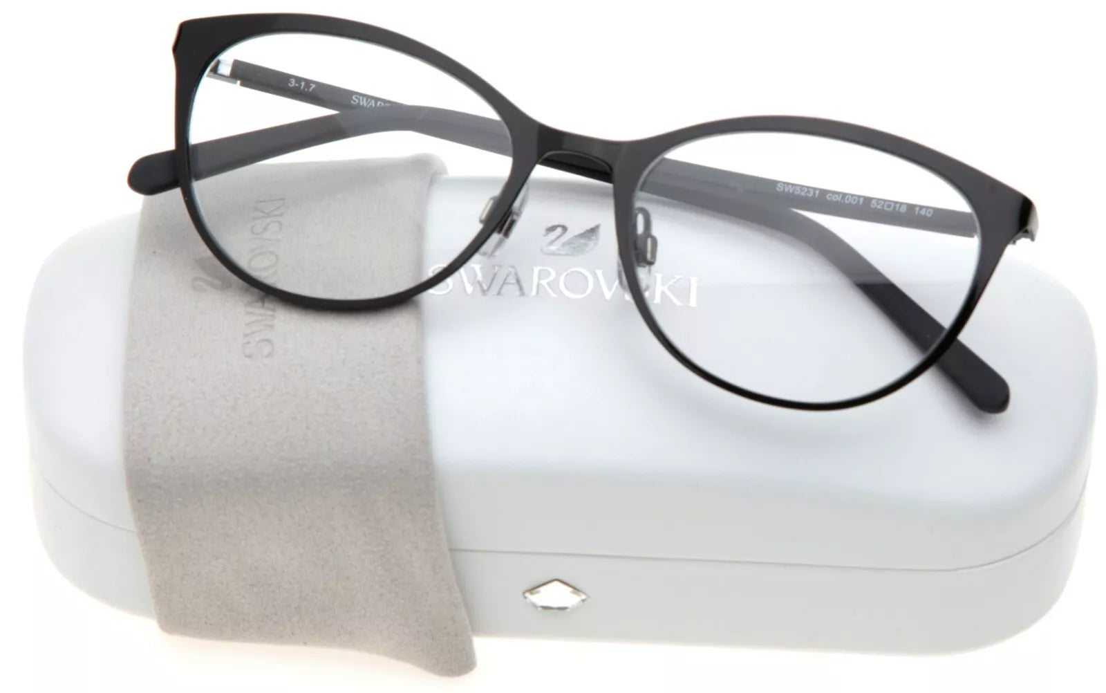 Swarovski Women's SW5231 001 Black Cat Eye Eyeglasses 52-18-140