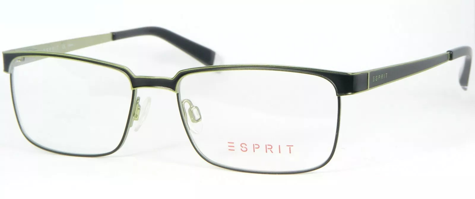 Esprit Men's ET17475 547 Black Green Rectangle Eyeglasses 52-16-140