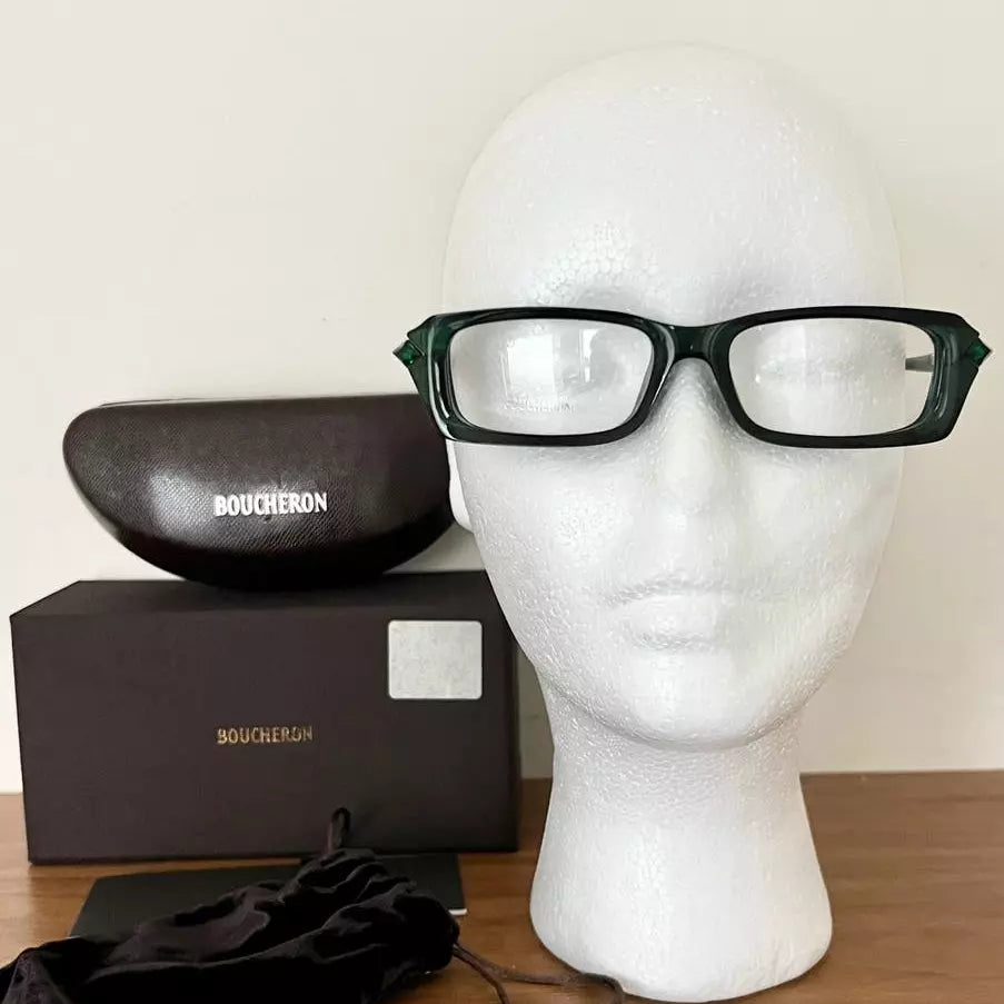 Boucheron Women's BOU3 GA9 Green Rectangle Eyeglasses 54-17-140