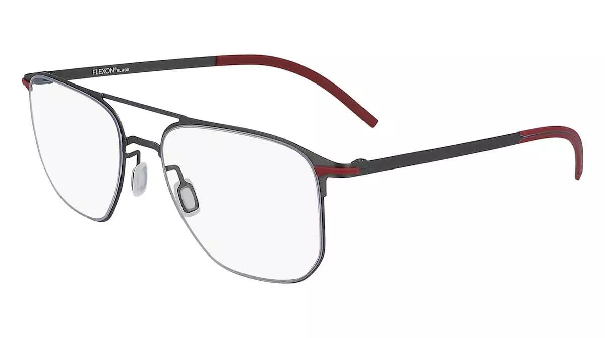 Flexon Men's B2004 033 Gunmetal Square Eyeglasses 55-18-145