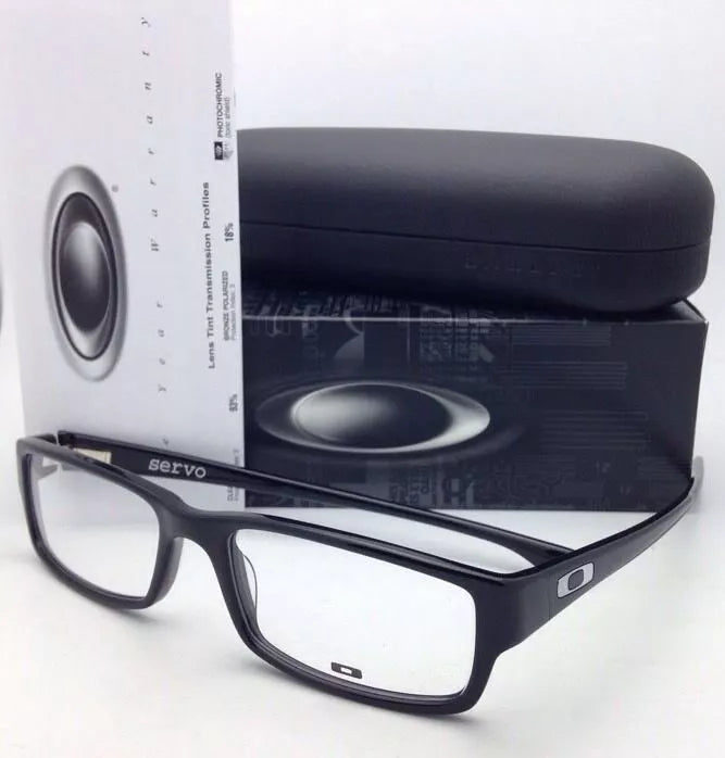 New OAKLEY Eyeglasses SERVO OX 1066-0155 55-18 Polished Black Rectangular Frame