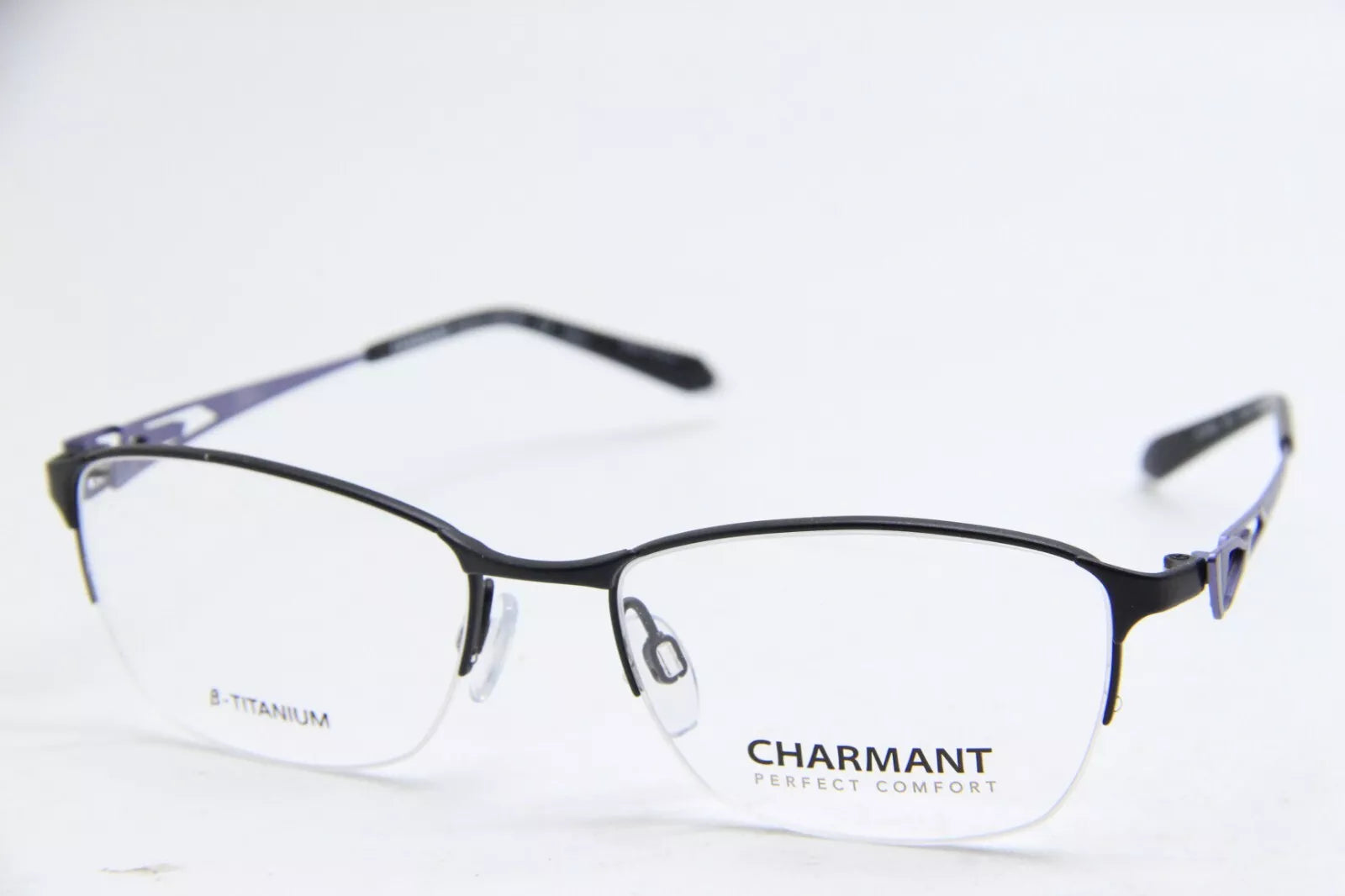 Charmant Women's CH10625 BK Black Half Rim Eyeglasses 52-17-140