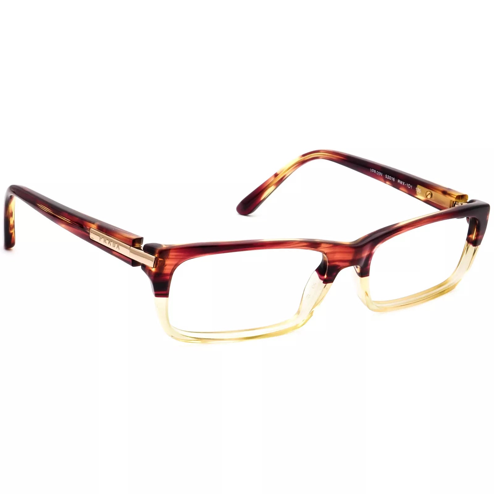 Prada Eyeglasses VPR 05N RWX-1O1 Merlot & Champagne Fade Frame Italy 53[]16 135