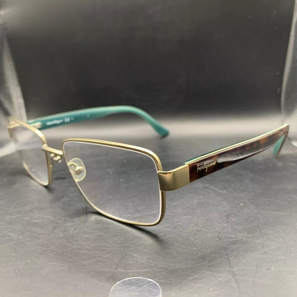 Ferragamo Women's SF2134 002 Gold Rectangle Eyeglasses 55-18-140