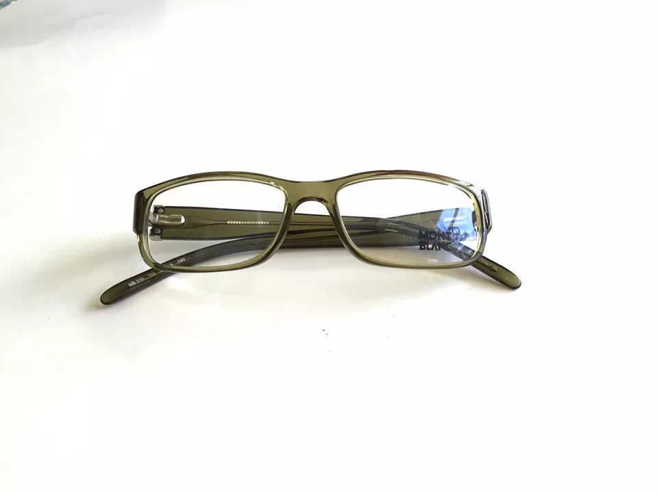 Mont Blanc Unisex MB210 769 Dark Green Rectangle Eyeglasses 55-16-140