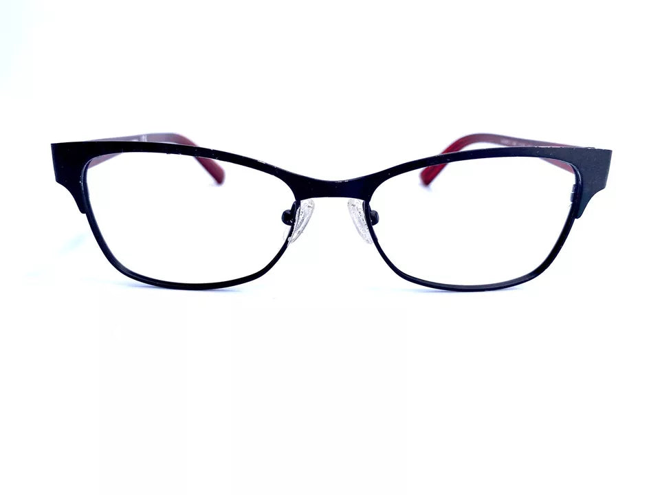 Guess Eyeglasses Cat Eye Black Metal Red Flex Temples GU2467-3 B84 51 16 135