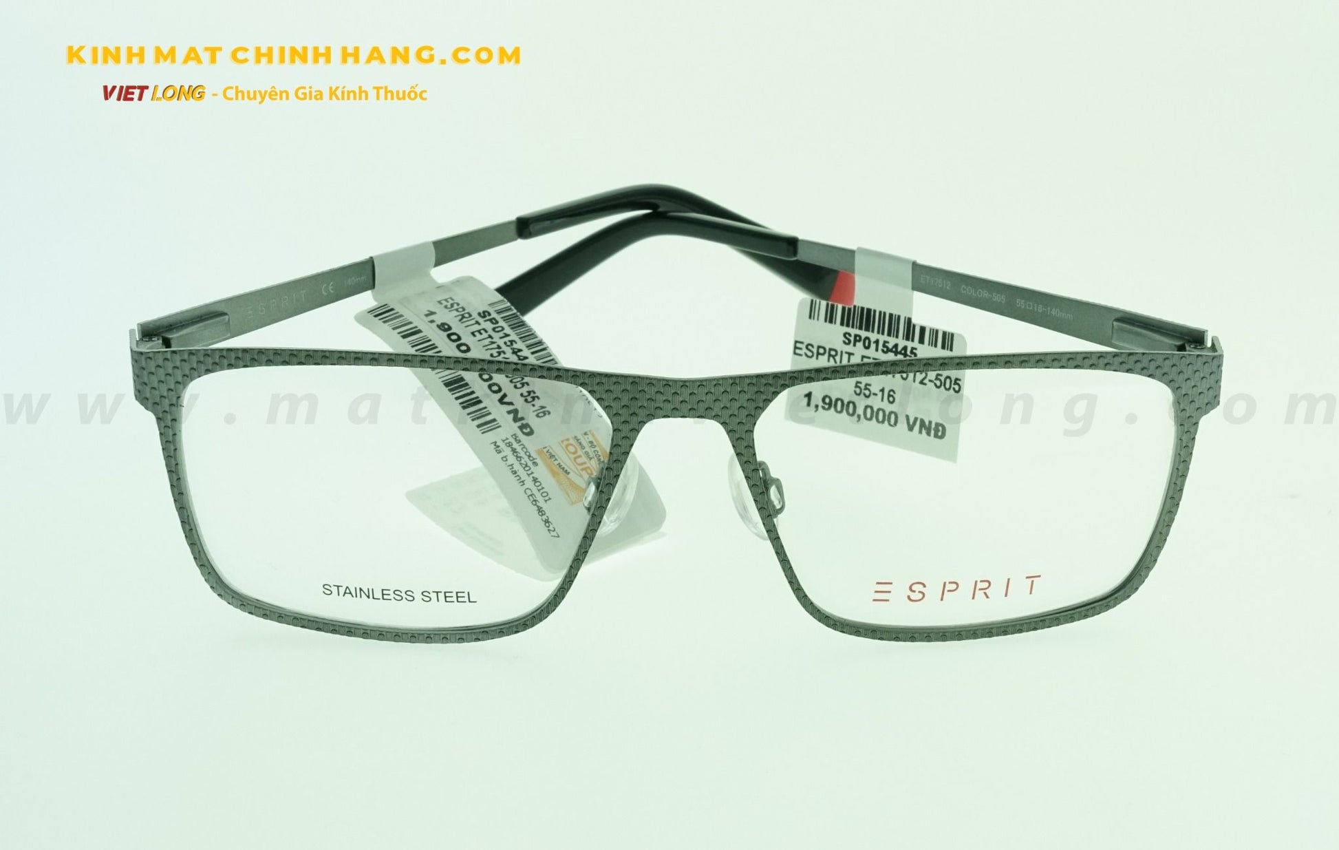 Esprit Unisex ET17438 531 Black Rectangle Eyeglasses 52-18-140